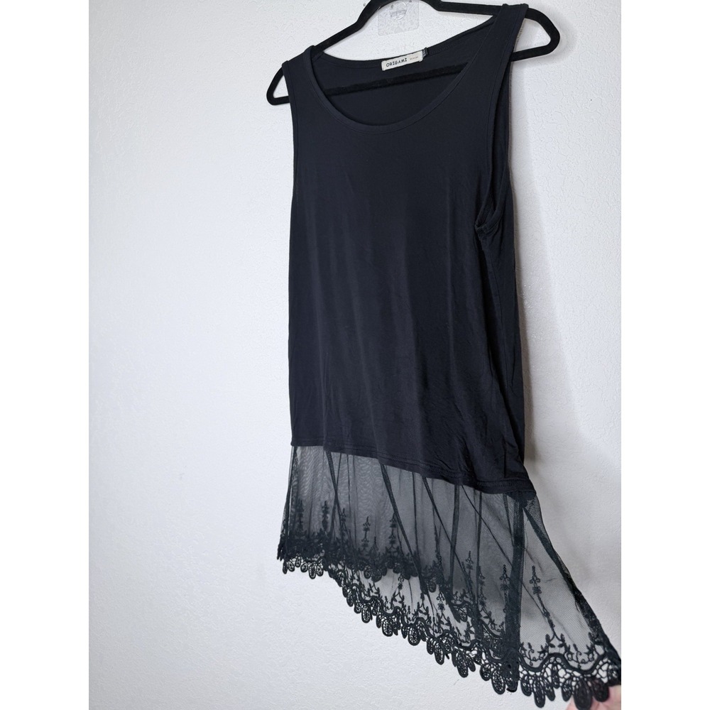 Origami by Vivien Black Lace Mesh Hem Tunic Mini Dress Womens 2XL Goth Festival